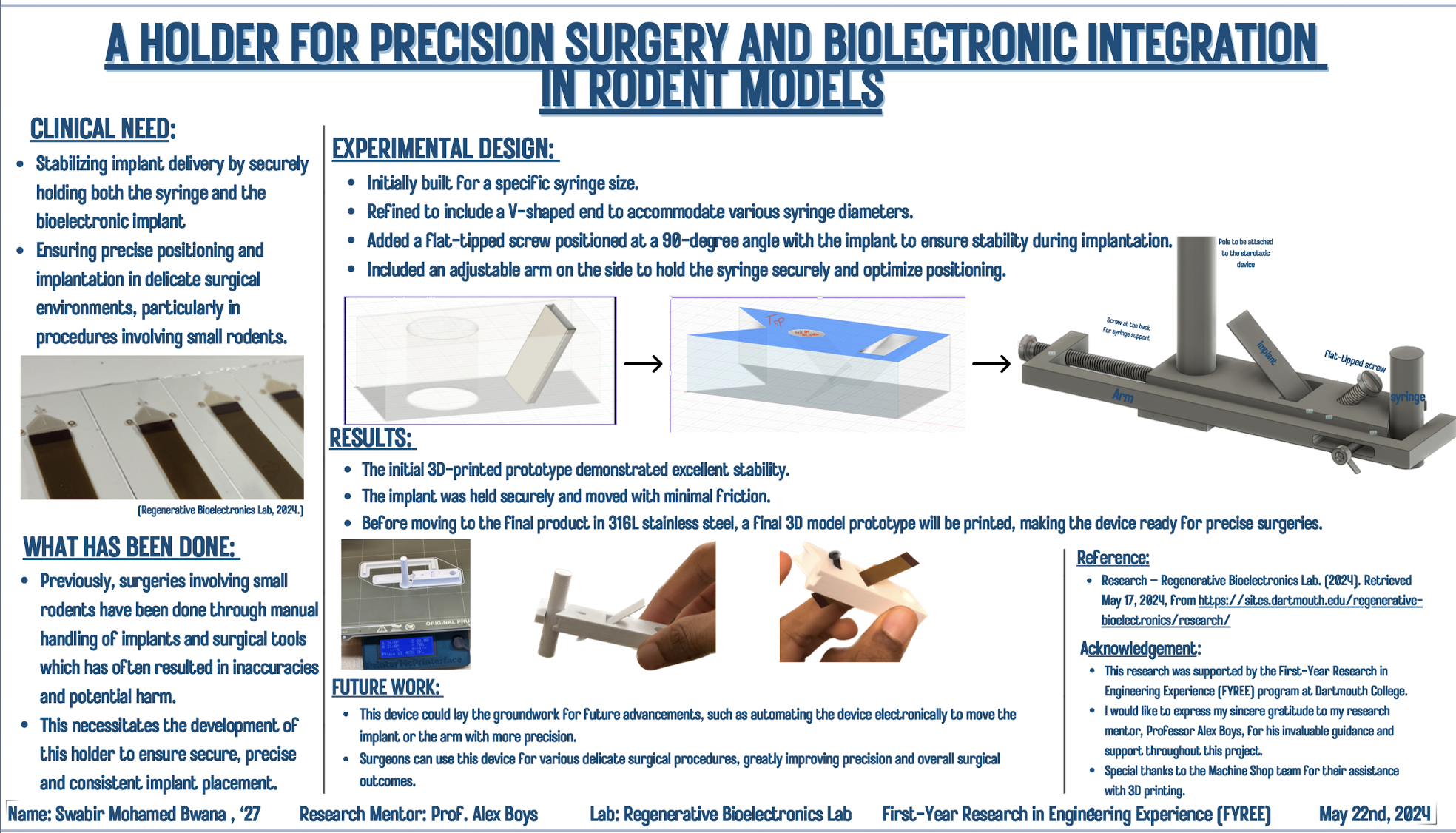 Surgical Holder for Bioelectronic Integration Research Poster